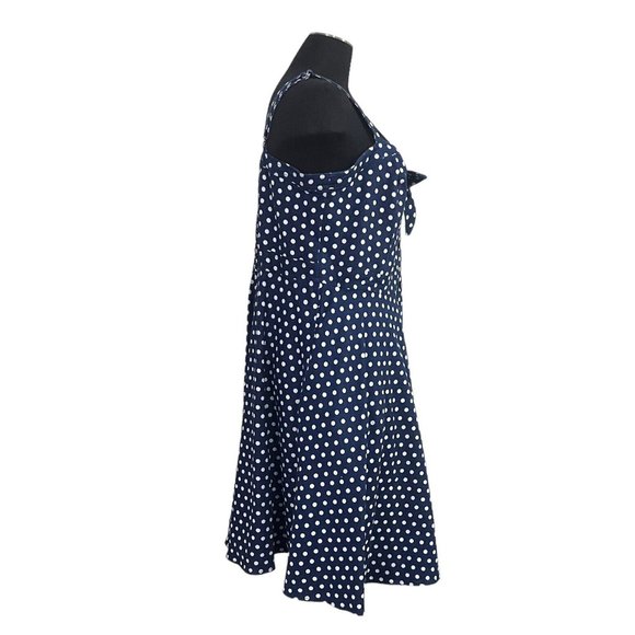 City Chic Polkadot Navy Denim Button A-line Dress Sleeveless Plus Size Small 16 - Picture 3 of 7